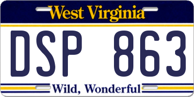 WV license plate DSP863