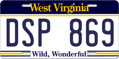 WV license plate DSP869