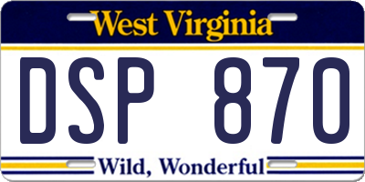 WV license plate DSP870