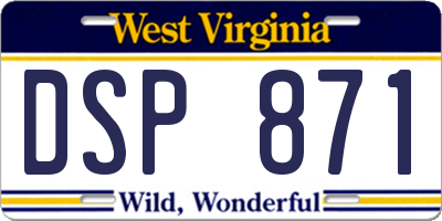 WV license plate DSP871