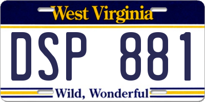 WV license plate DSP881