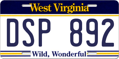 WV license plate DSP892