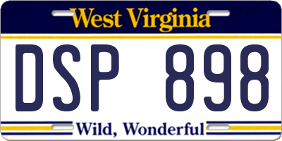 WV license plate DSP898
