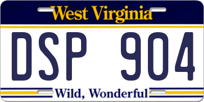 WV license plate DSP904