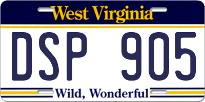 WV license plate DSP905