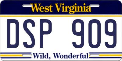 WV license plate DSP909