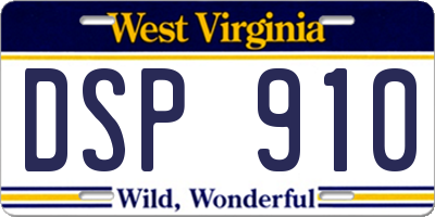 WV license plate DSP910