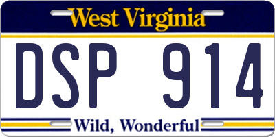 WV license plate DSP914
