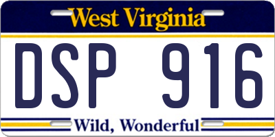 WV license plate DSP916