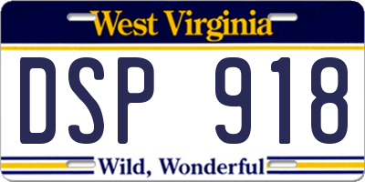 WV license plate DSP918