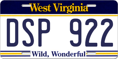 WV license plate DSP922