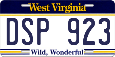 WV license plate DSP923