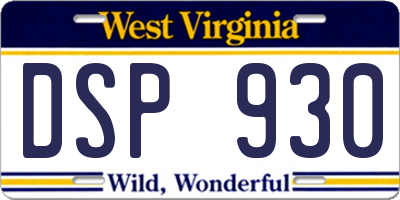 WV license plate DSP930