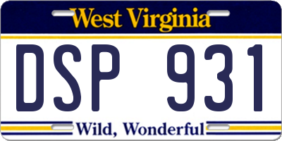 WV license plate DSP931