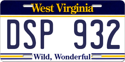 WV license plate DSP932