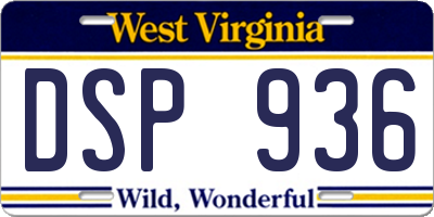 WV license plate DSP936