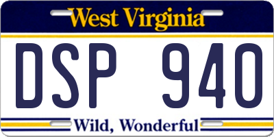 WV license plate DSP940