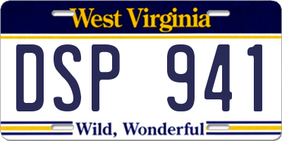 WV license plate DSP941