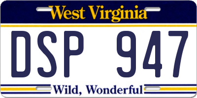 WV license plate DSP947