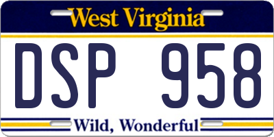 WV license plate DSP958