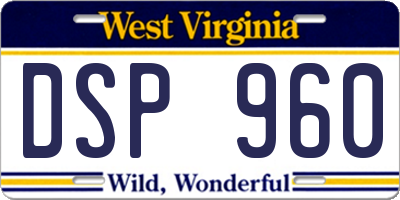 WV license plate DSP960