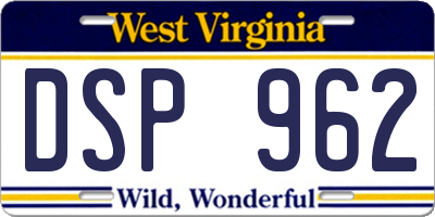 WV license plate DSP962