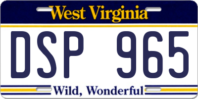 WV license plate DSP965
