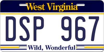 WV license plate DSP967