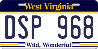 WV license plate DSP968