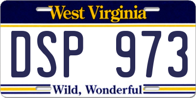 WV license plate DSP973