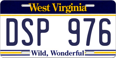 WV license plate DSP976