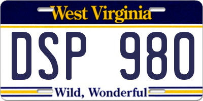WV license plate DSP980
