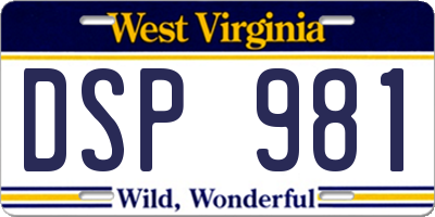 WV license plate DSP981