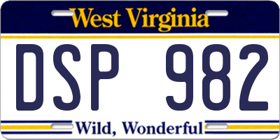 WV license plate DSP982