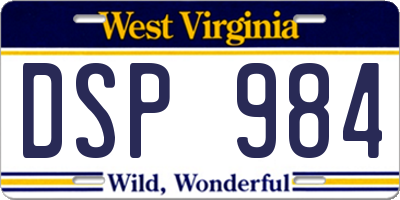 WV license plate DSP984