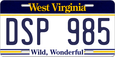 WV license plate DSP985