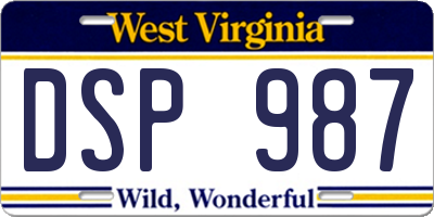 WV license plate DSP987
