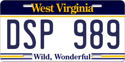 WV license plate DSP989