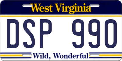 WV license plate DSP990