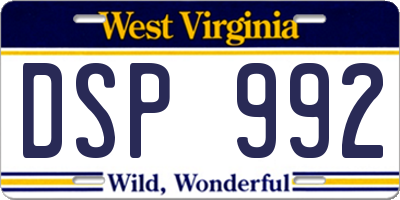 WV license plate DSP992