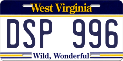 WV license plate DSP996