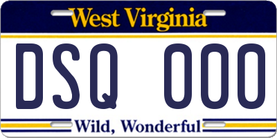 WV license plate DSQ000