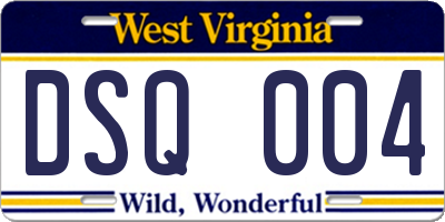 WV license plate DSQ004