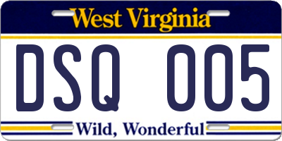 WV license plate DSQ005