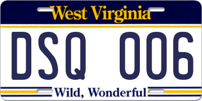 WV license plate DSQ006
