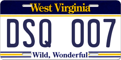 WV license plate DSQ007
