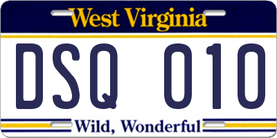 WV license plate DSQ010