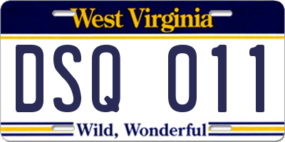 WV license plate DSQ011
