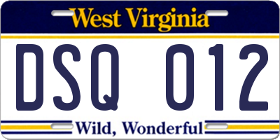 WV license plate DSQ012