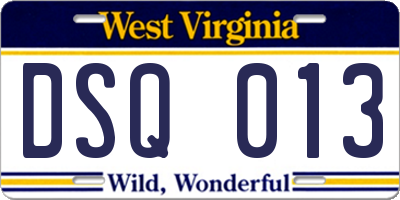 WV license plate DSQ013